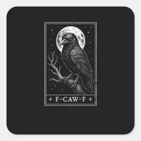 F-Caw-F Crow Card Funny Halloween Vintage Back Square Sticker