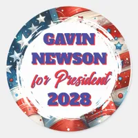 Gavin Newsom for President Political Classic Round Sticker