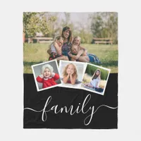 Best family Ever Modern Personalized 4 Photo Fleece Blanket