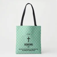 Mint Green Pattern Bible Chapter Verse Christian Tote Bag