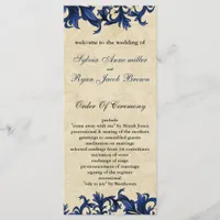 Navy ivory Vintage Flourish Wedding Program