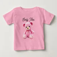 Cute Pink Crocheted Baby Girl's Personalized Baby T-Shirt