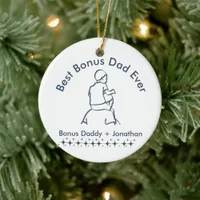 Best Bonus Dad Ever, Father holding son 1-Photo  Ceramic Ornament