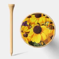 Bright yellow Black-Eyed Susan Golf Tees