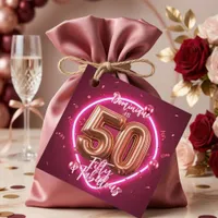 Neon Hot Pink Fifty and Fabulous 50th Birthday Favor Tags