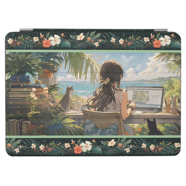  Anime office by the sea iPad Air Cover