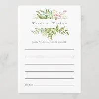 Watercolor Geometric Crystal Greenery Bridal Advice Card