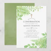 Watercolor Greenery Foliage Confirmation Invitation