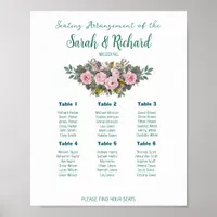 Bright Pink Floral Wedding Seating Chart