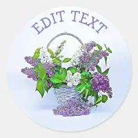 Personalized Stickers Purple Lilacs Basket