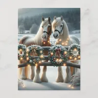 Festive Horses and Christmas Lights Personalized Postcard