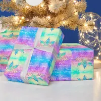 Colorful Rainbow Tie-Dye Snowflake Merry Christmas Wrapping Paper