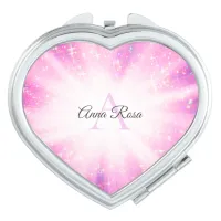 *~* Heart Violet Sparkle Glitter Rays Custom Compact Mirror