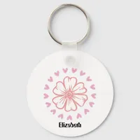 Personalized Hearts and Flower Keychain