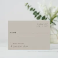 Earthy Boho Minimalist Script Calligraphy Wedding RSVP Card