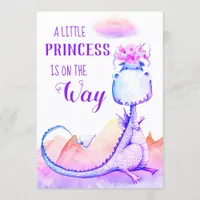 *~* Blue Purple Dragon Baby Girl Shower Invitation