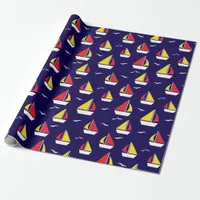 Colorful Sailing Boats Nautical Patterned Wrapping Paper