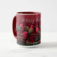 Christmas Pointessia Flower Cardinals Birds Name Mug