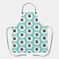 Custom Company Black Logo Pattern Aqua Blue Staff Apron