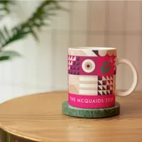  Burgundy Pink Modern Geometric Christmas Coffee Mug