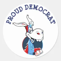 Proud Democrat Political Party Donkey Patriotic Classic Round Sticker