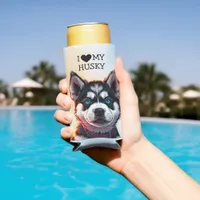 I Love My Husky Personalized Seltzer Can Cooler