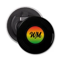 Reggae Vinyl Record Monogrammed Bottle Opener