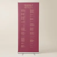 Burgundy Gold 100 Guest Wedding Seating Chart Retractable Banner