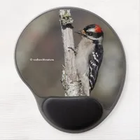 Cute Downy Woodpecker on the Tree Gel Mouse Pad