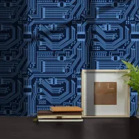 Circuit Board Pattern Navy Blue ID245 Wallpaper