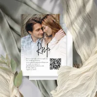 Informal Script Photo Overlay QR Wedding RSVP  Enclosure Card