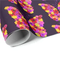 Magical Floral Butterflies on Purple Wrapping Paper