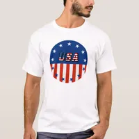 USA - American Flag and Stars in Circle T-Shirt