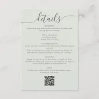 Sage Bohemian Script Simple Wedding Details Enclosure Card