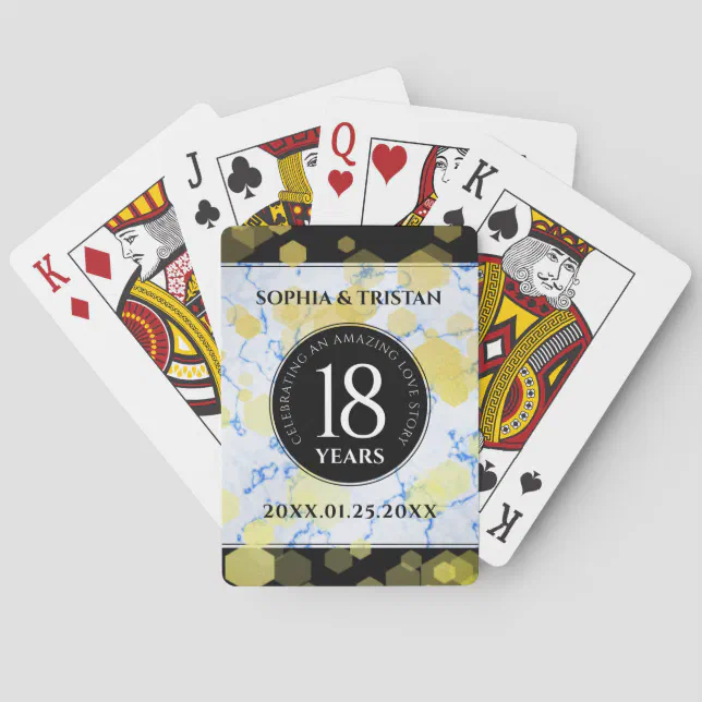 Elegant 18th Porcelain Wedding Anniversary Poker Cards