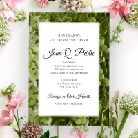 Green Hydrangea Flowers Celebration of Life  Invitation