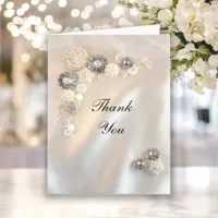 Faux Pearl and Diamond Buttons Thank You Vertical