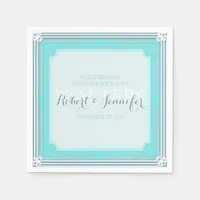 Stylish Aqua Blue Wedding  Dinner Paper Napkins