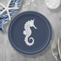 Blue Wave Seahorse V2 Wht/Navy ID836 Paper Plates