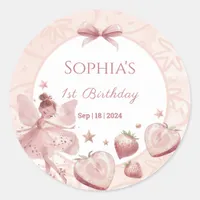 Sweet As A Strawberry Fairy Girl Birthday Welcome Classic Round Sticker