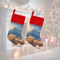 Christmas market in the mountains - custom christmas stocking