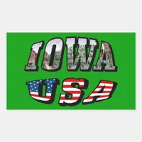 Iowa USA Flag & State Photo Text Rectangular Sticker