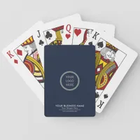 Elegant Navy Blue Theme Custom Logo Branded Poker Cards