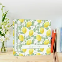 Watercolored lemons scrapbook album green yellow 3 ring binder