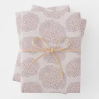 Sweet Pastel Blush Pink Girly Hydrangea Wrapping Paper Sheets