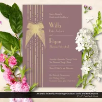 Art Deco Butterfly Pink and Gold Wedding  Invitation