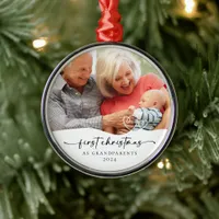 First Christmas As Grandparents Photo Keepsake Metal Ornament