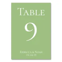 Simple Minimalist Elegant Sage Text Wedding Table Number