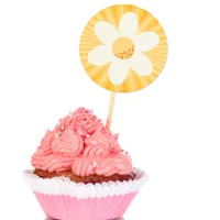 Retro Yellow Daisy Birthday Sticker | Little Miss 