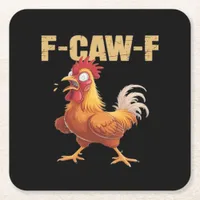 Funny F-Caw-F Crow Humor Gothic Square Paper Coaster